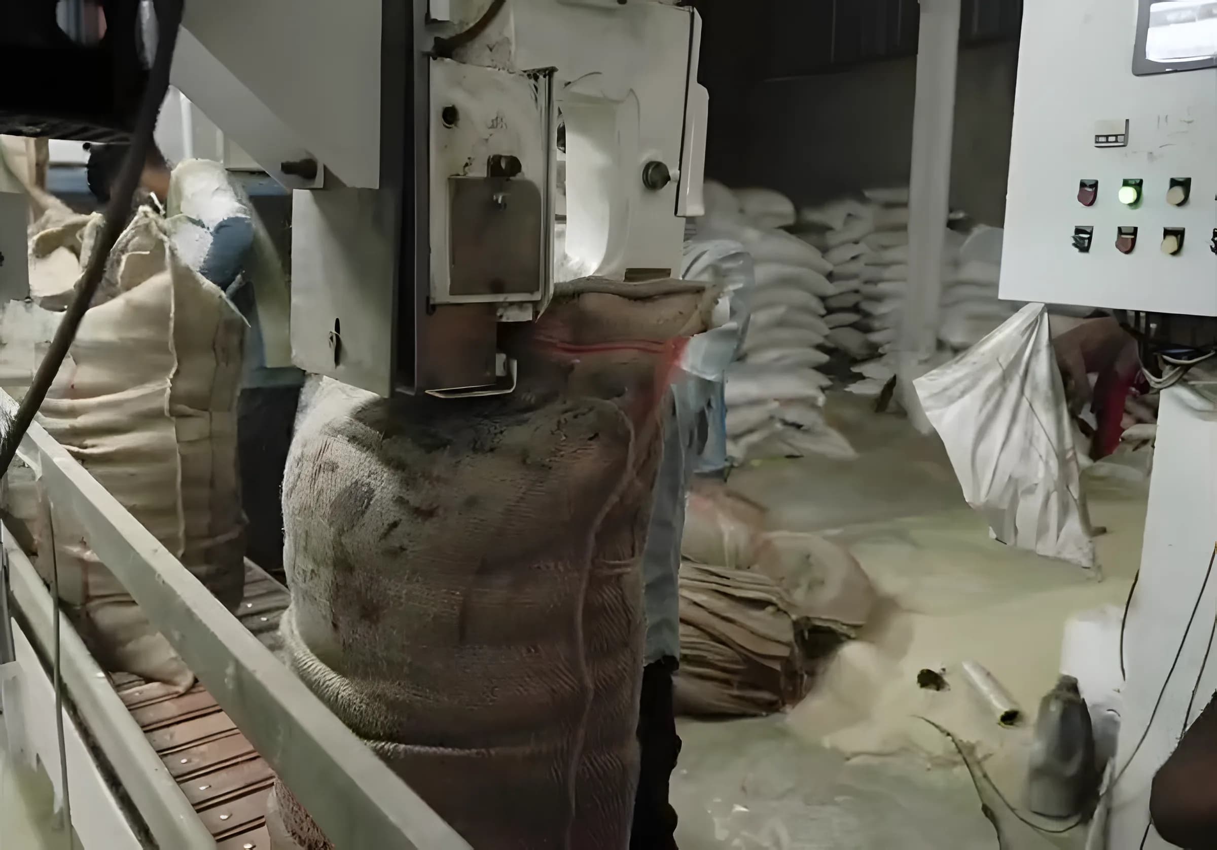 Rice being bagged