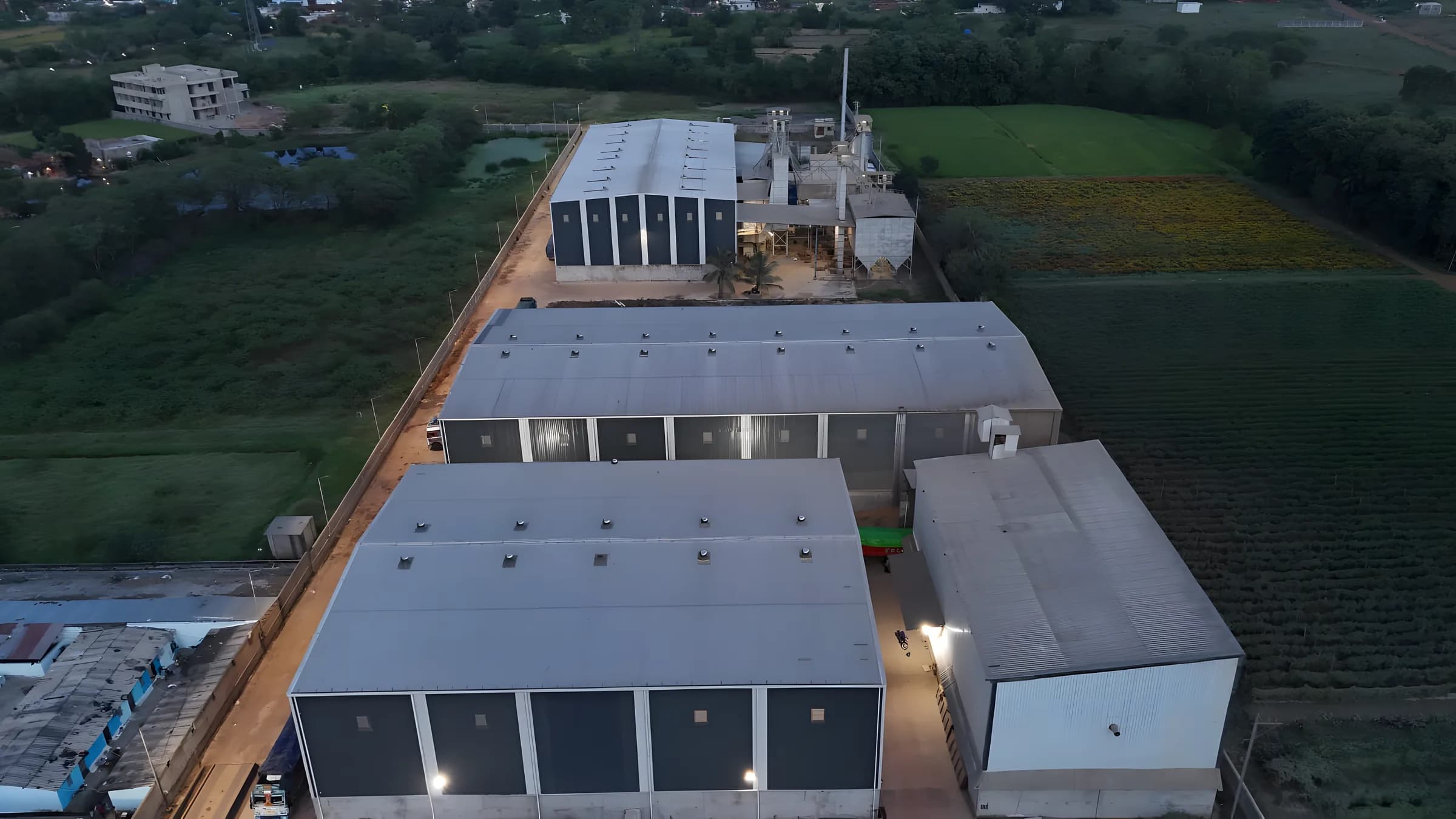 Goyal Agro warehouses and milling plant from above