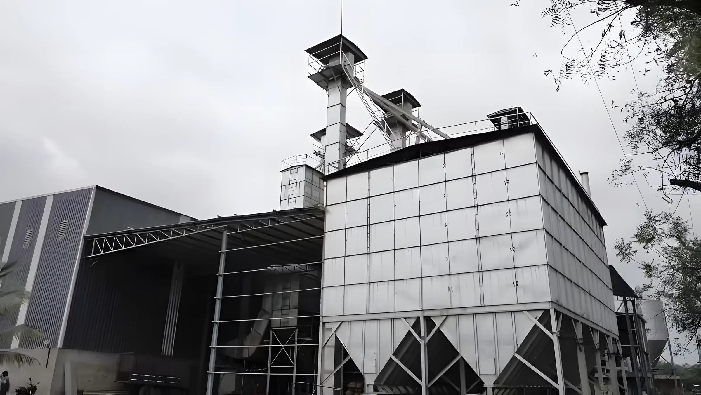 Paddy dryer tower at the plant