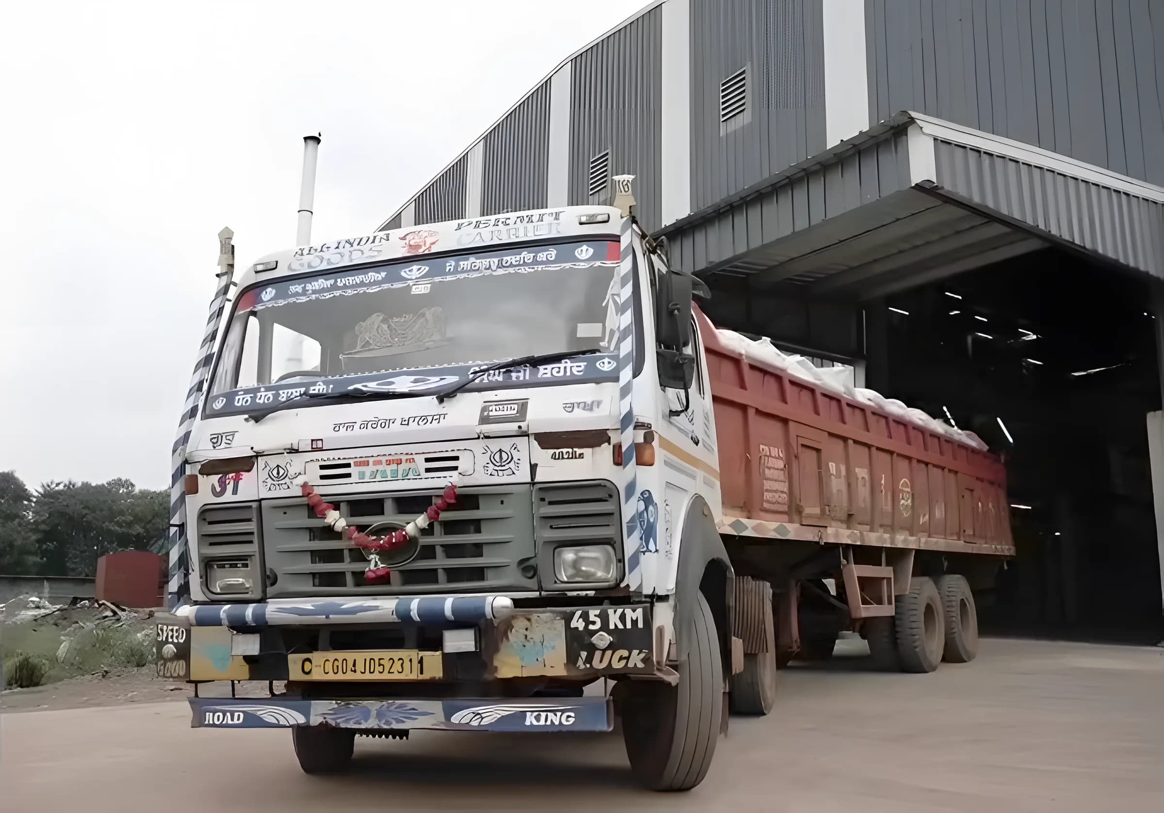 Loaded truck at the warehouse loading bay