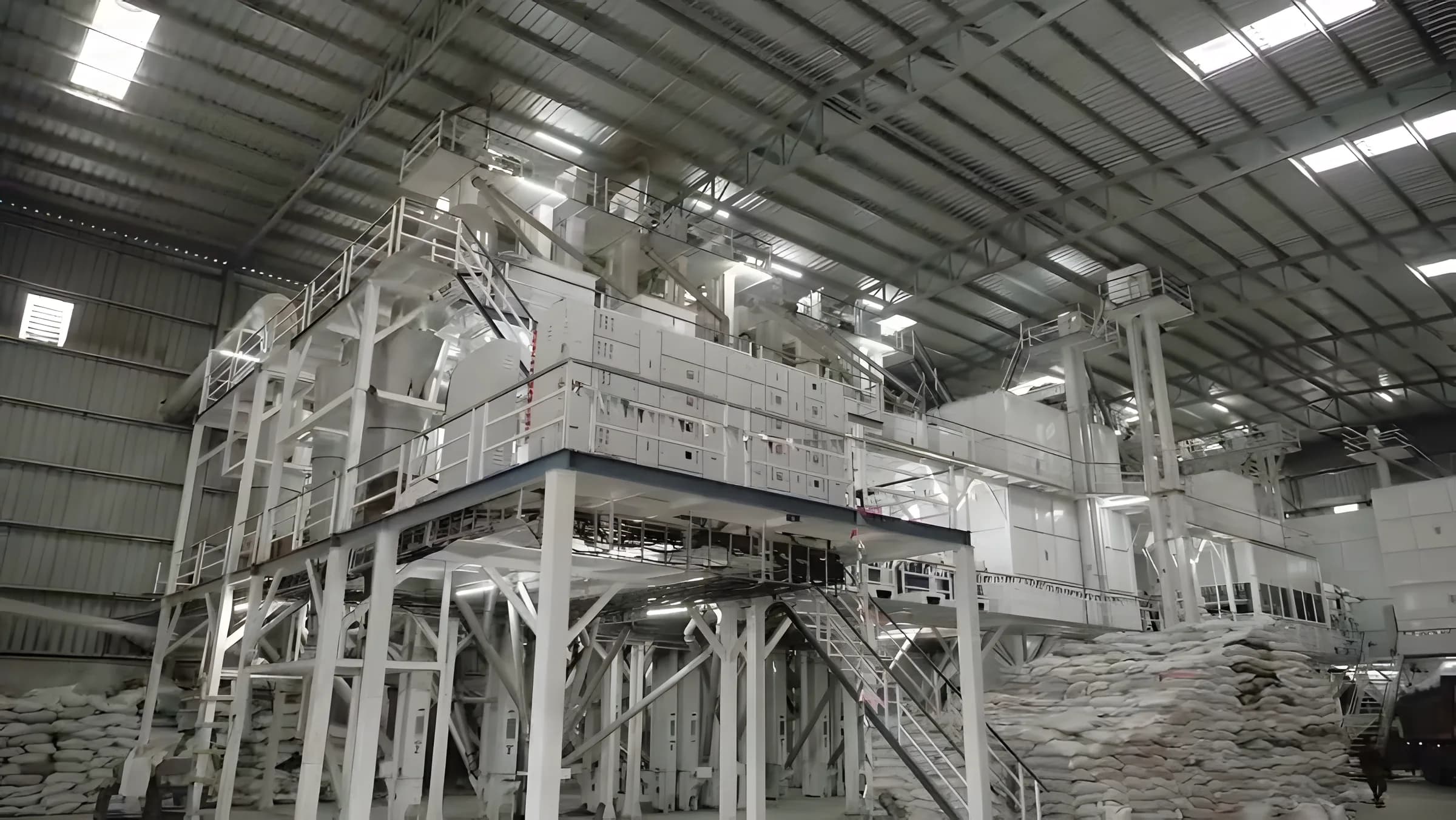 Milling and grading line inside the plant